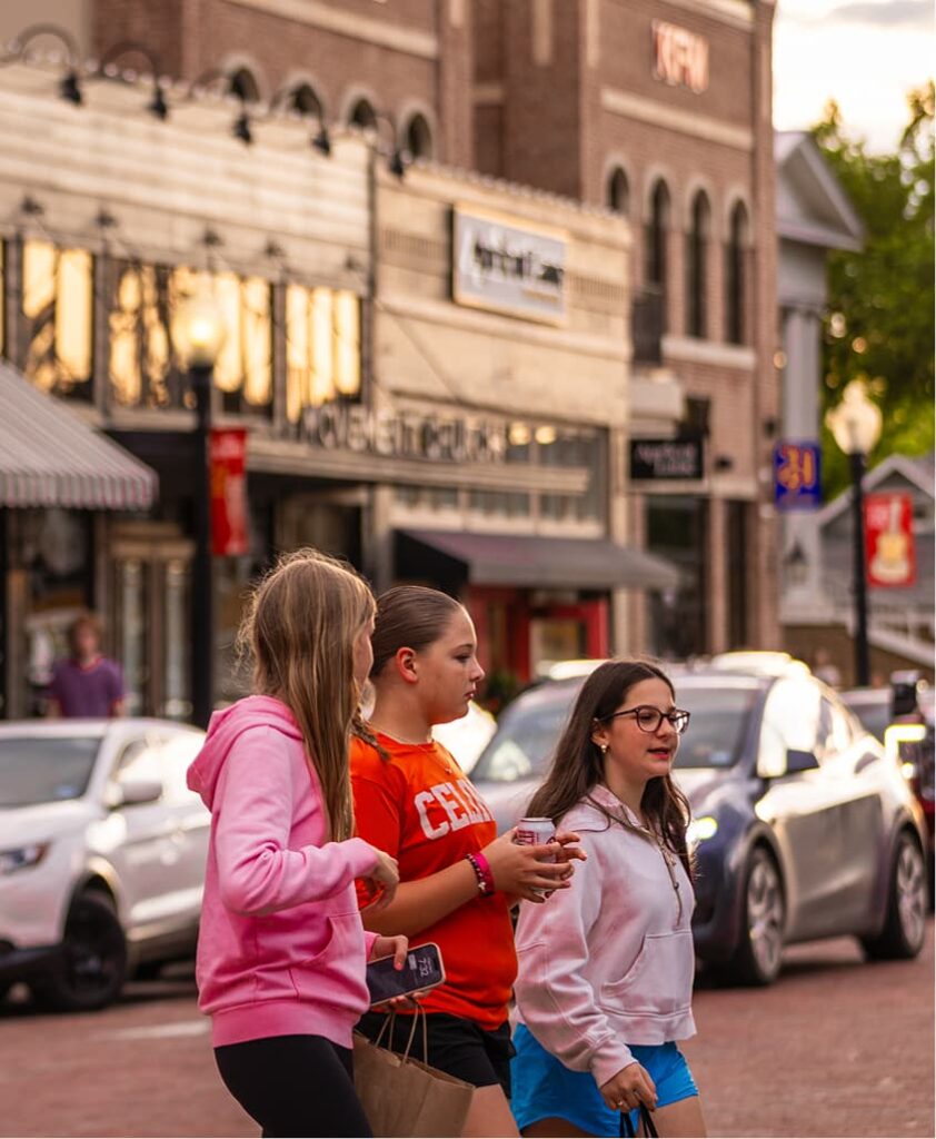 A group enjoying downtown Celina, TX.
